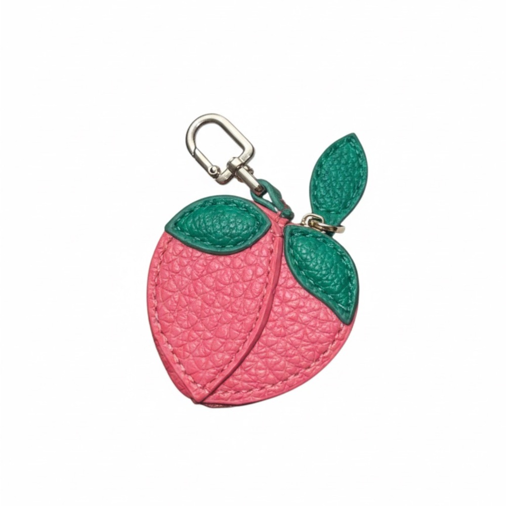 Pink and Green Leather Keychain